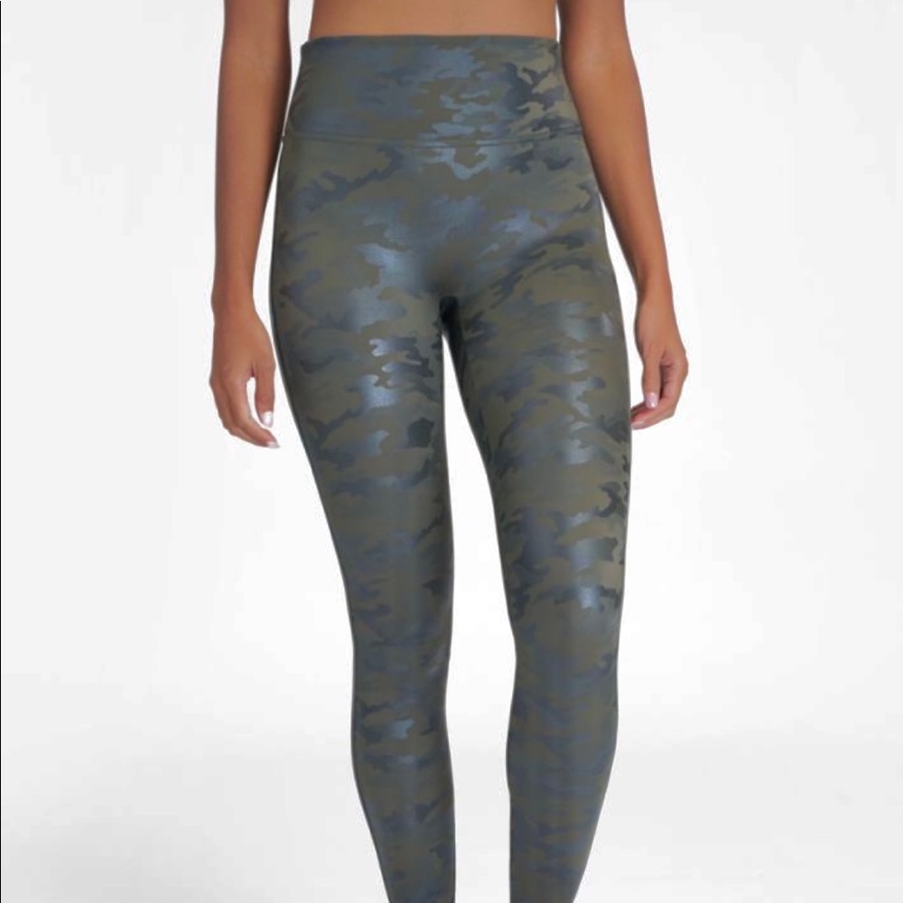 Spanx Faux Leather Camo Leggings